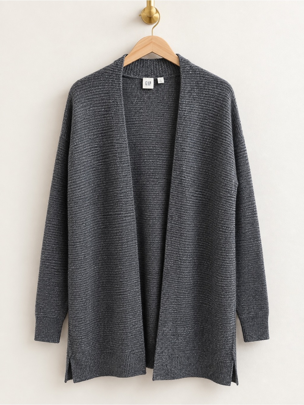 GAP Gray Merino Wool Blend Open Front Long Cardigan Size L